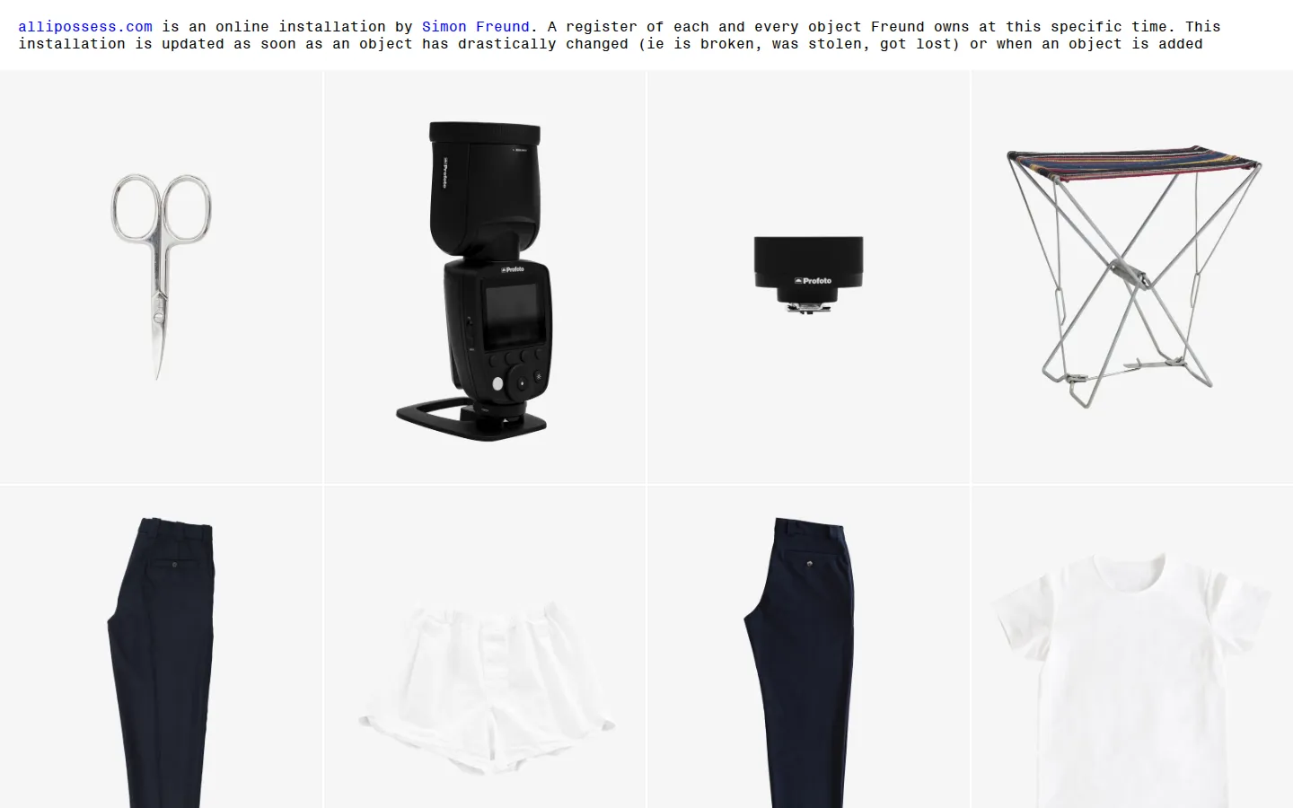 All I Possess website homepage screenshot