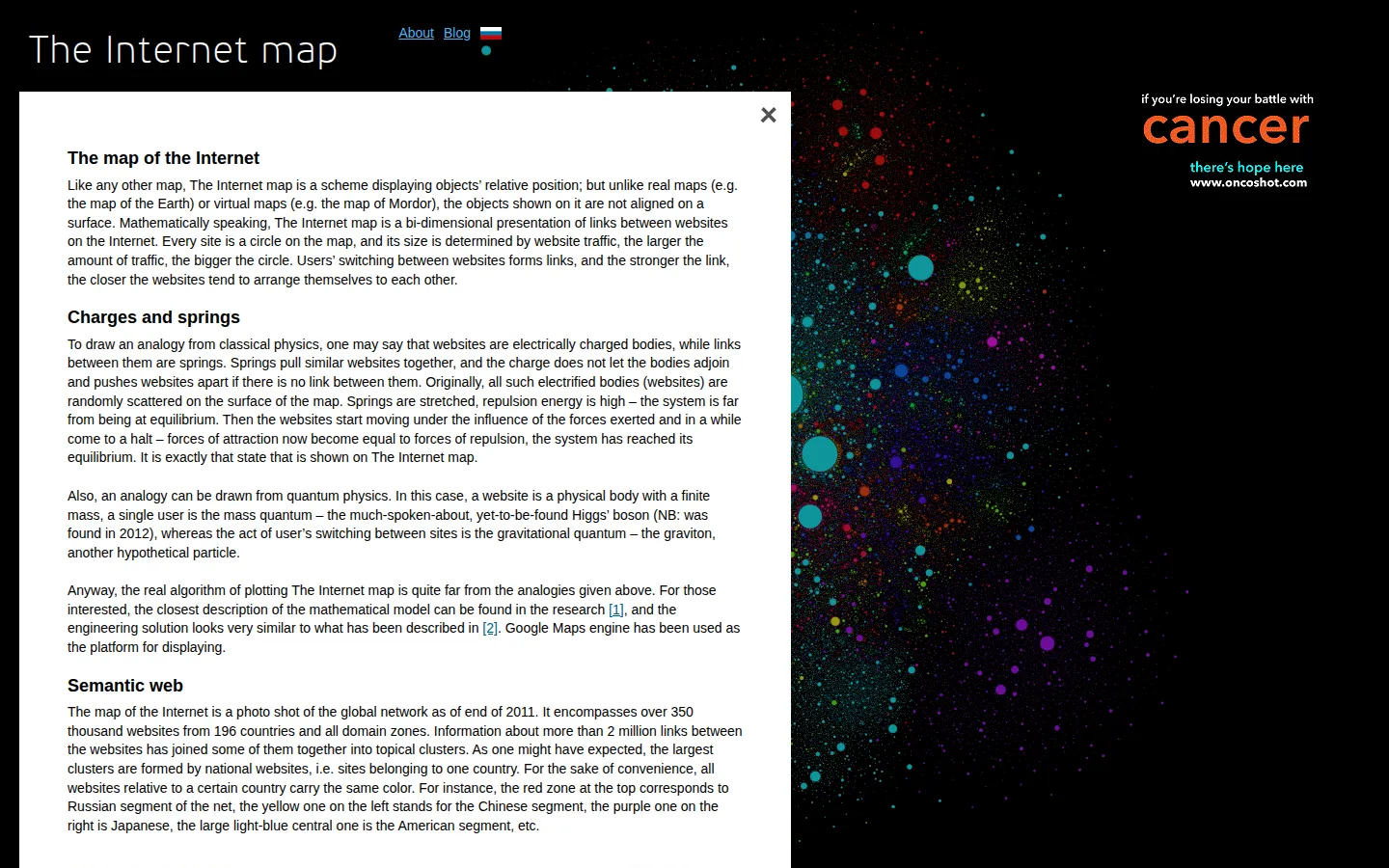 The Internet Map website homepage screenshot