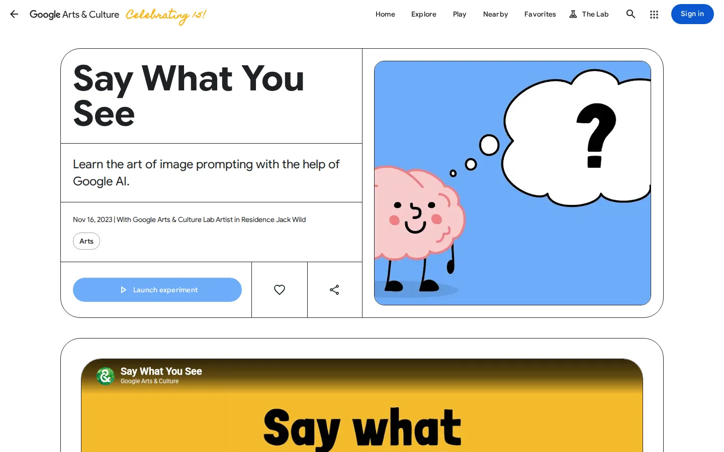 Say What You See website homepage screenshot