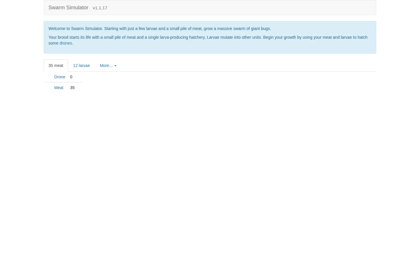 Swarm Simulator website homepage screenshot