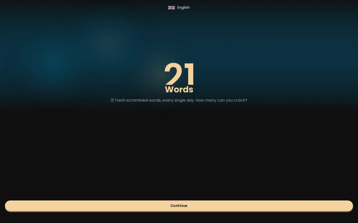 21 Words website homepage screenshot