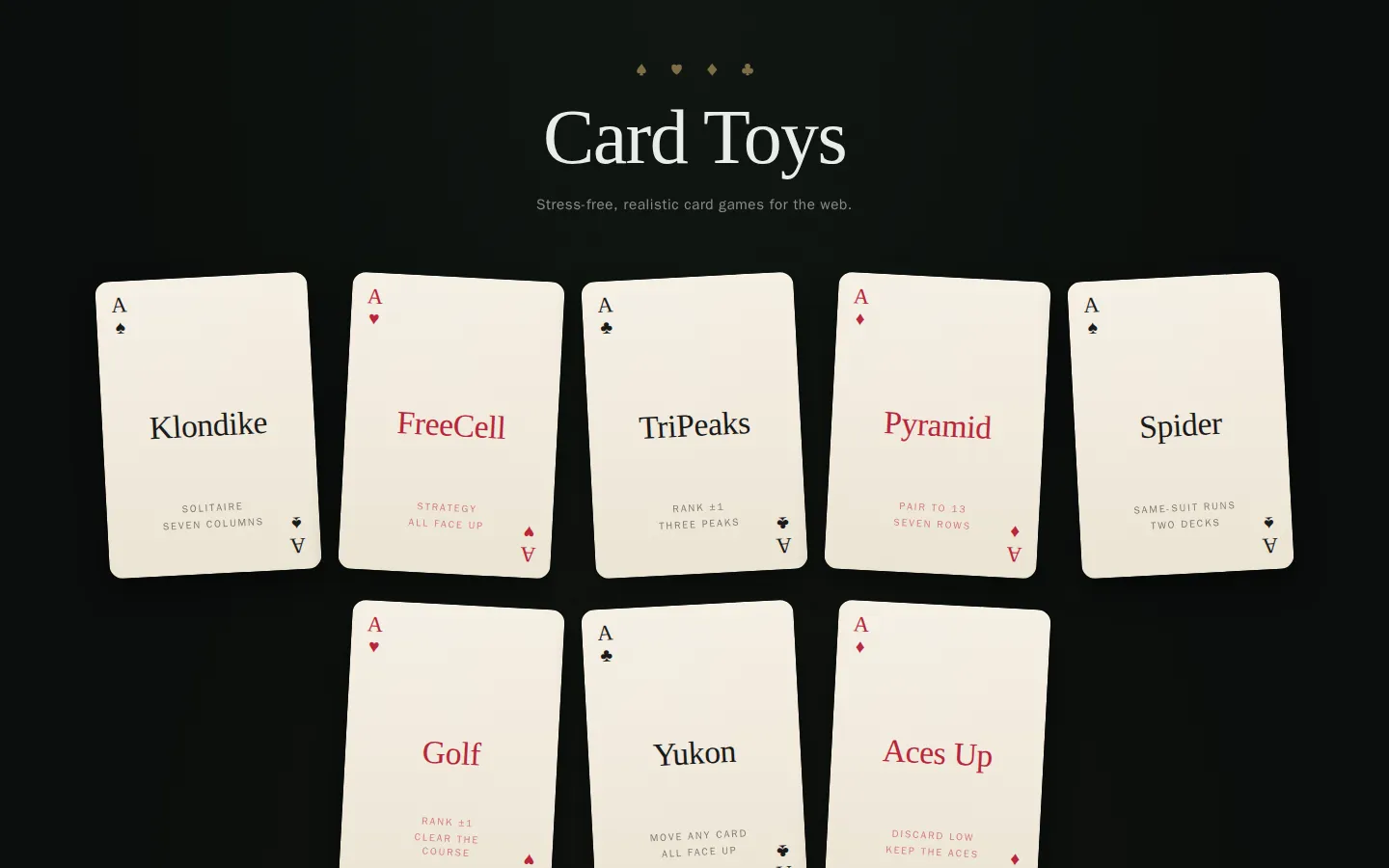 Card Toys website homepage screenshot