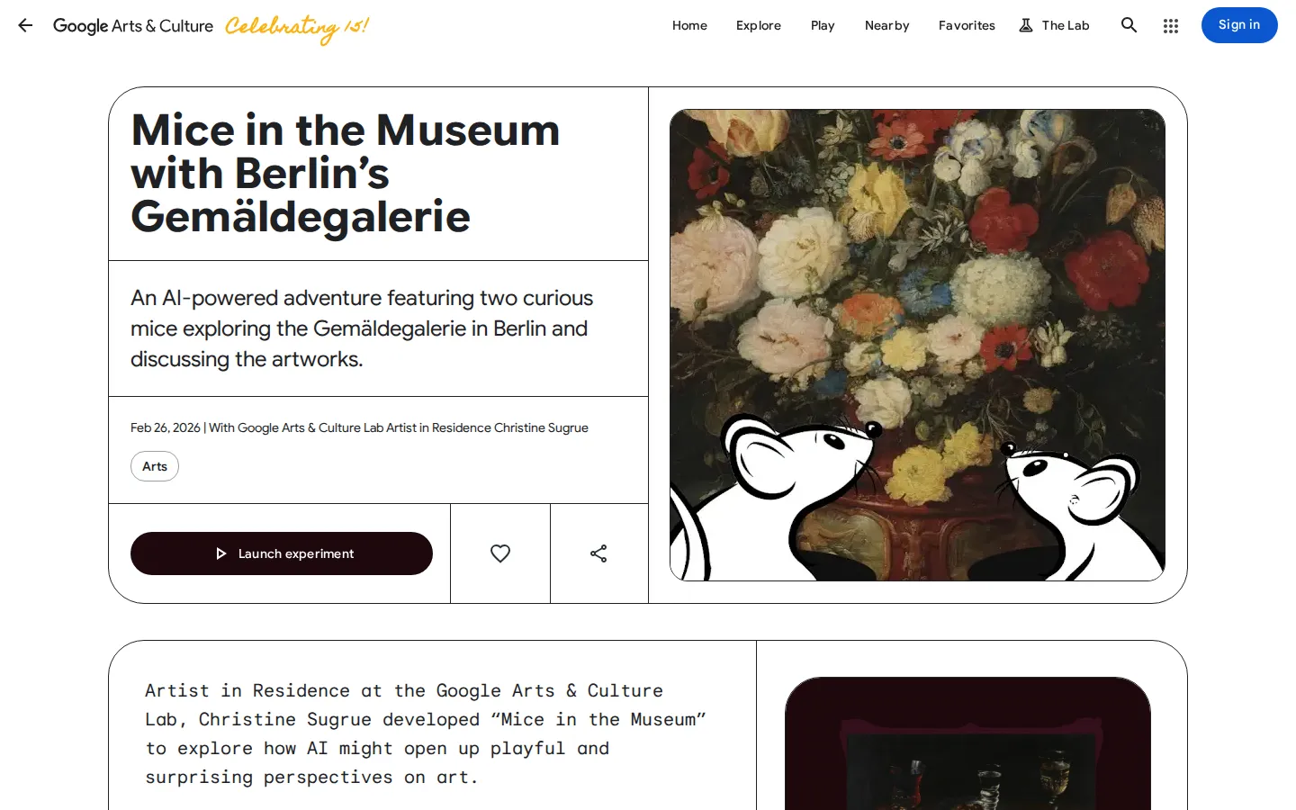 Mice in the Museum: Berlin Gemaldegalerie website homepage screenshot