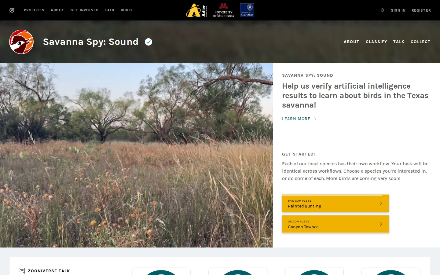 Savanna Spy: Sound website homepage screenshot
