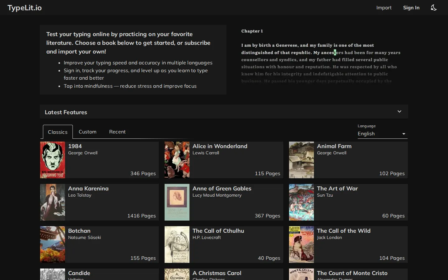 TypeLit website homepage screenshot