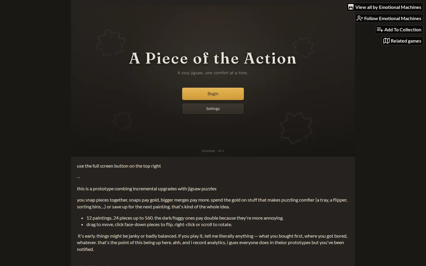 A Piece of the Action website homepage screenshot