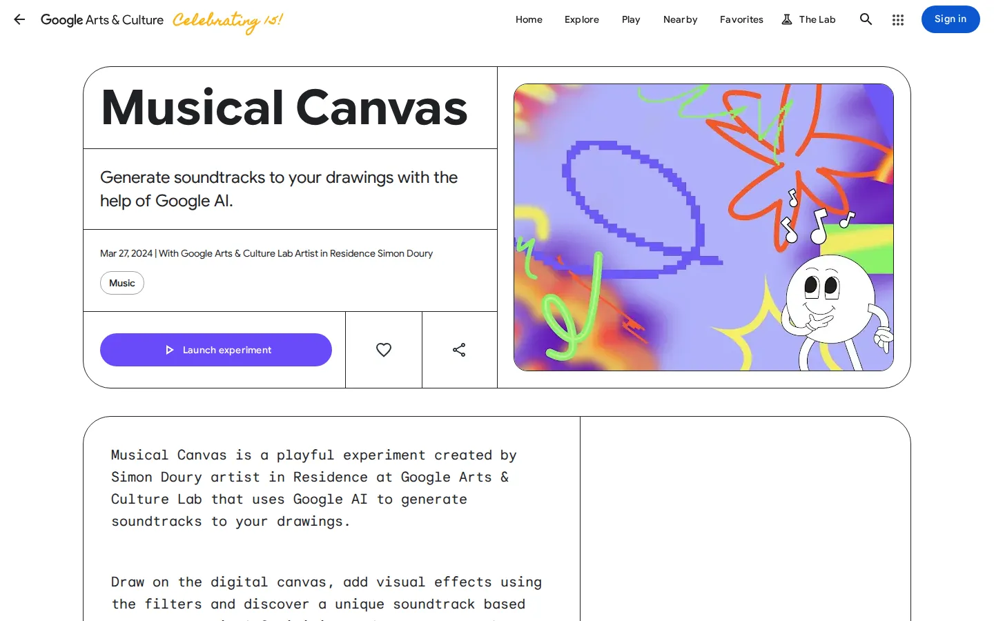 Musical Canvas website homepage screenshot