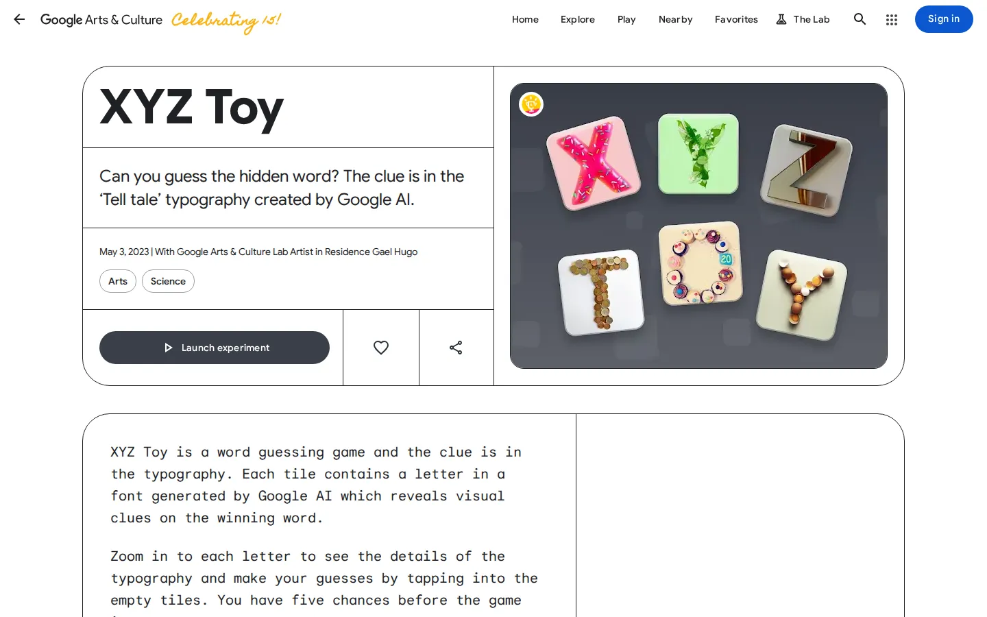 XYZ Toy website homepage screenshot