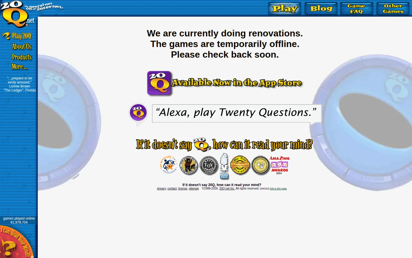 20Q website homepage screenshot