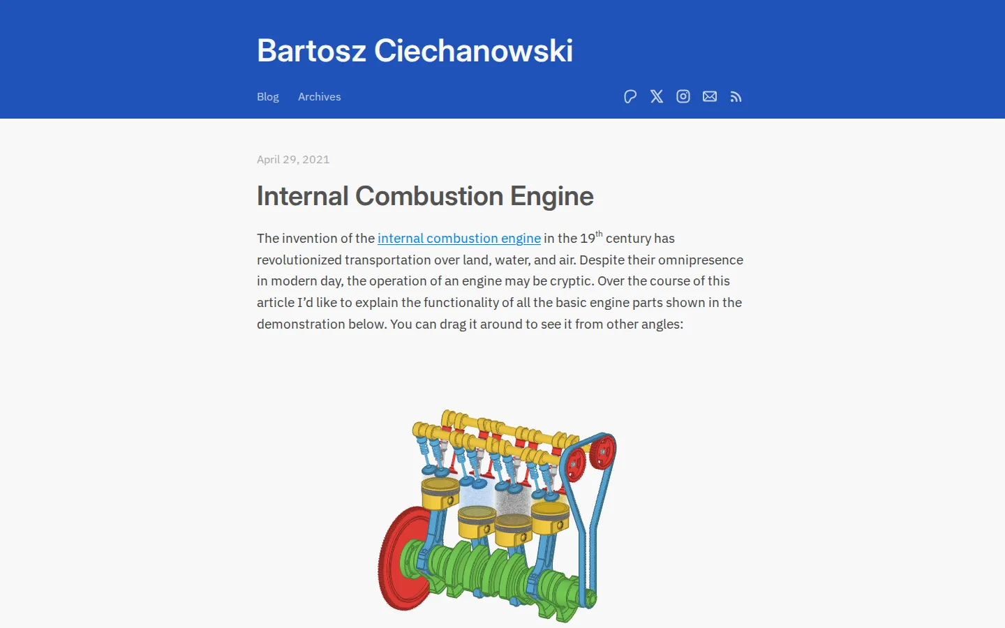 Internal Combustion Engine website homepage screenshot
