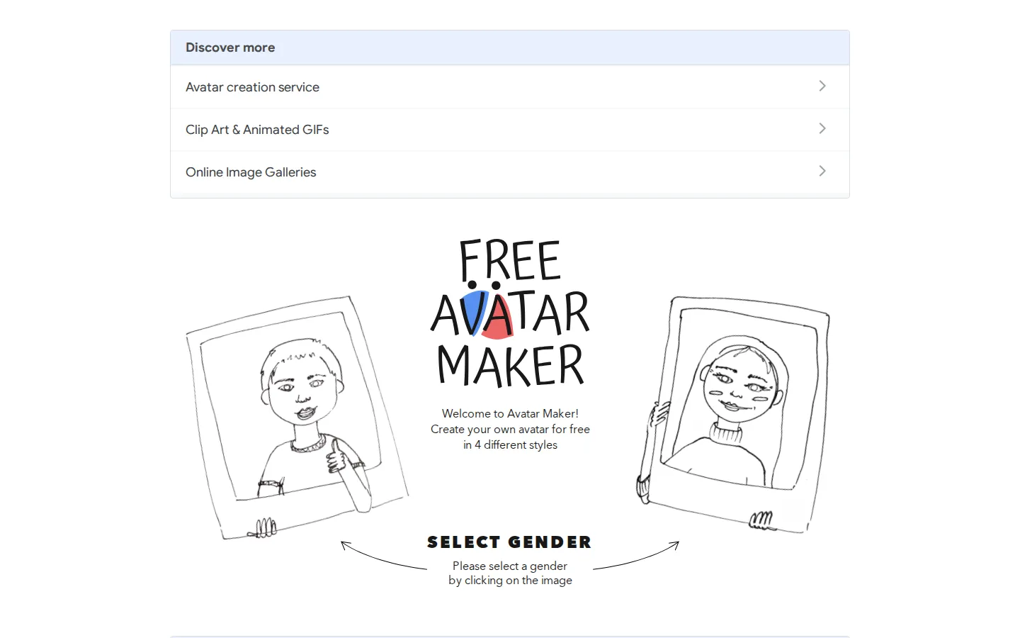 Avatar maker website homepage screenshot