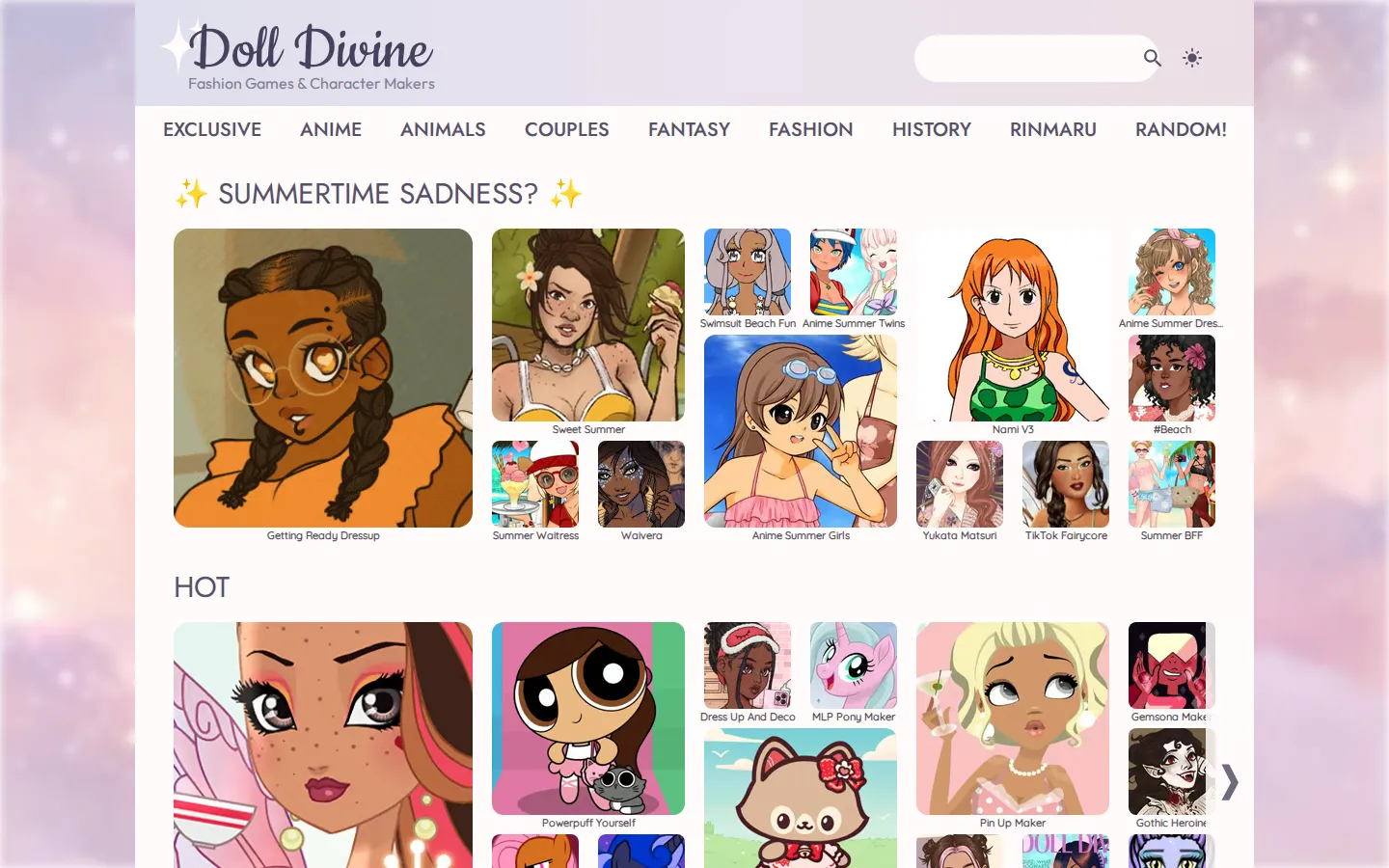 Doll Divine website homepage screenshot