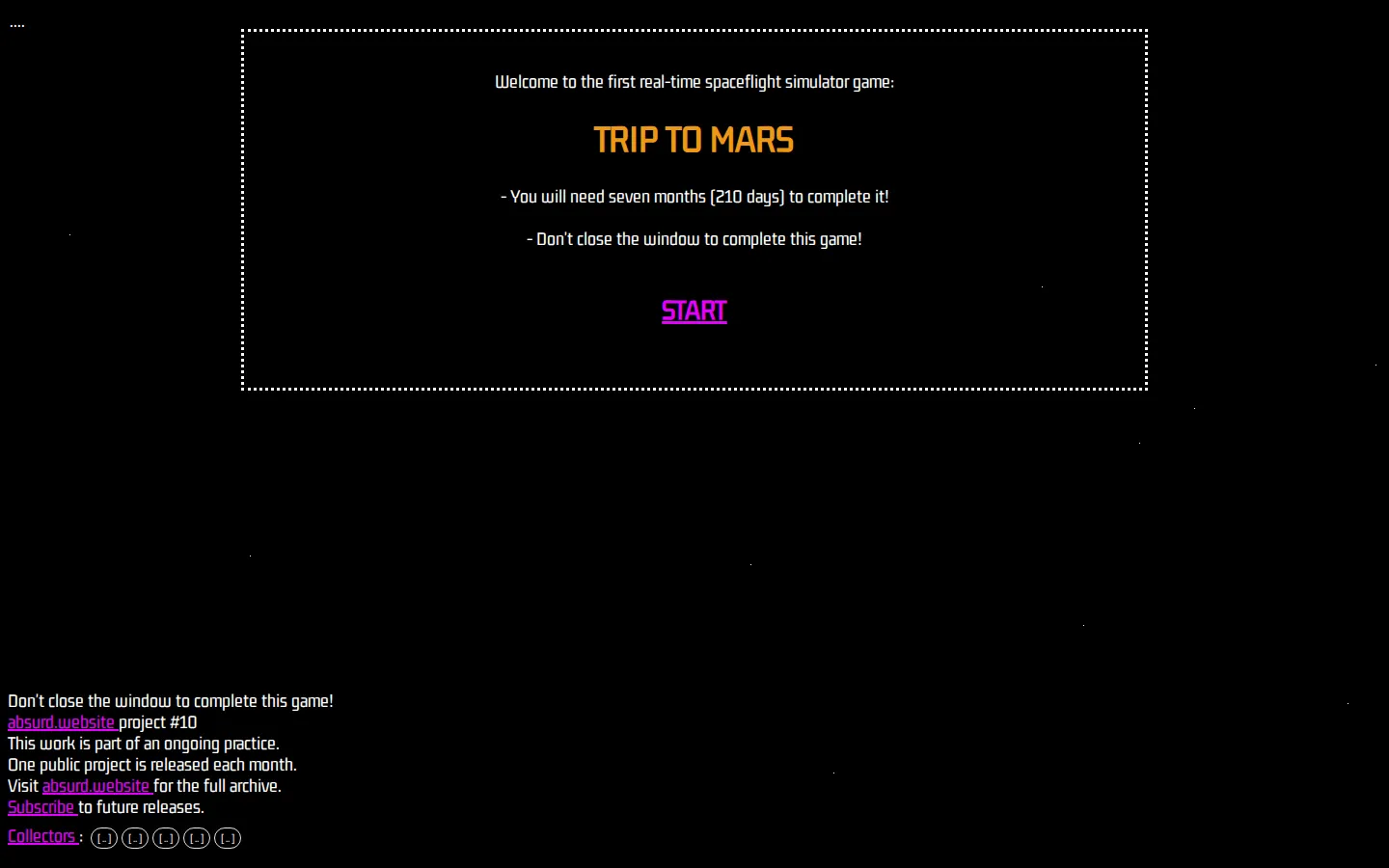 Mission to Mars website homepage screenshot