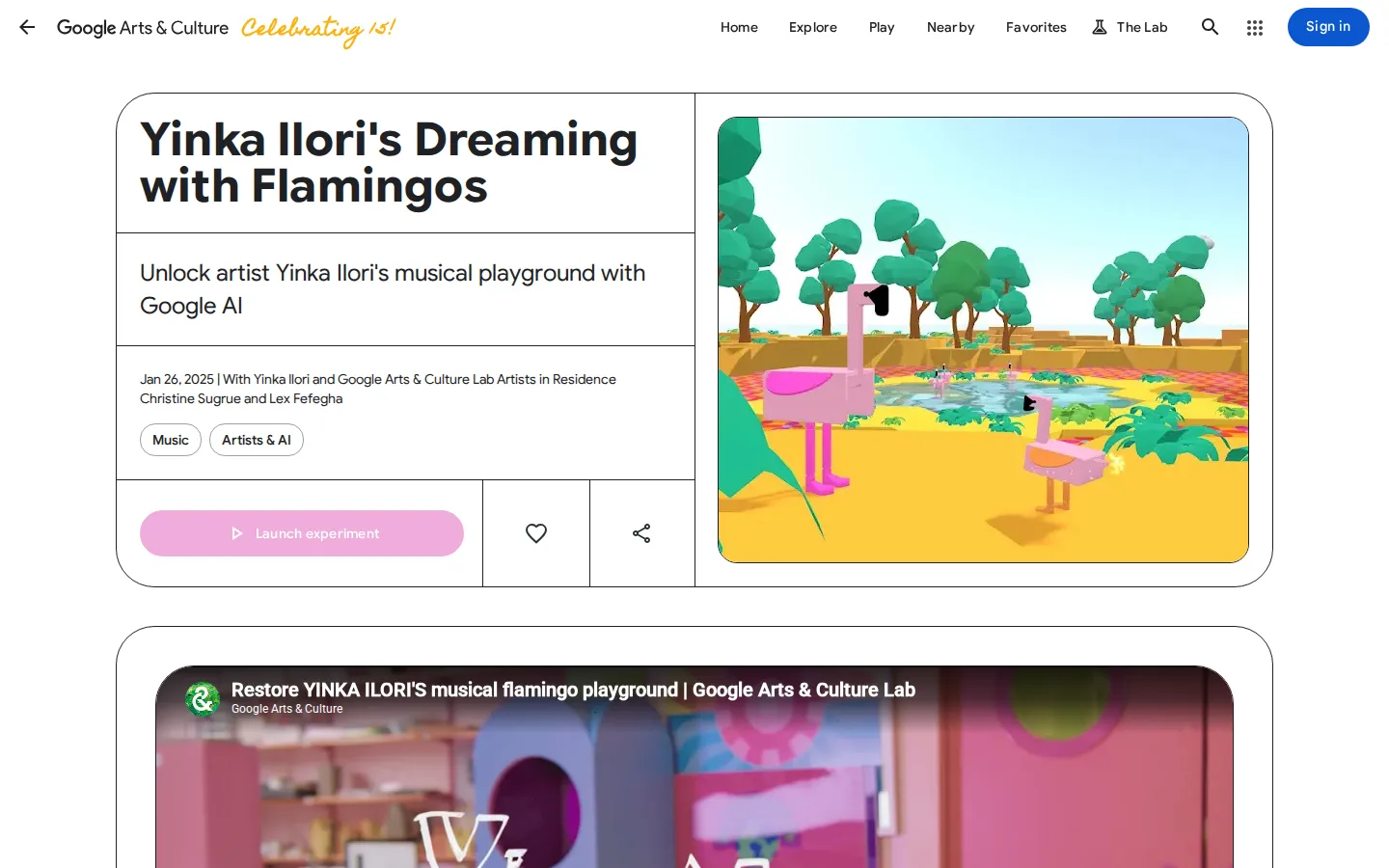 Yinka Ilori’s Dreaming with Flamingos website homepage screenshot