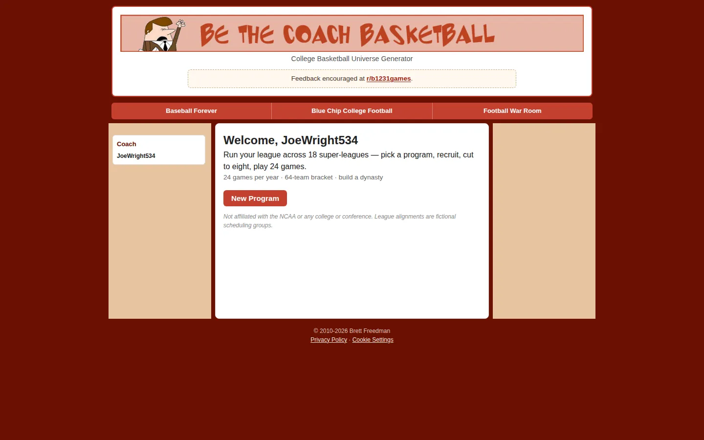 Be The Coach Basketball website homepage screenshot