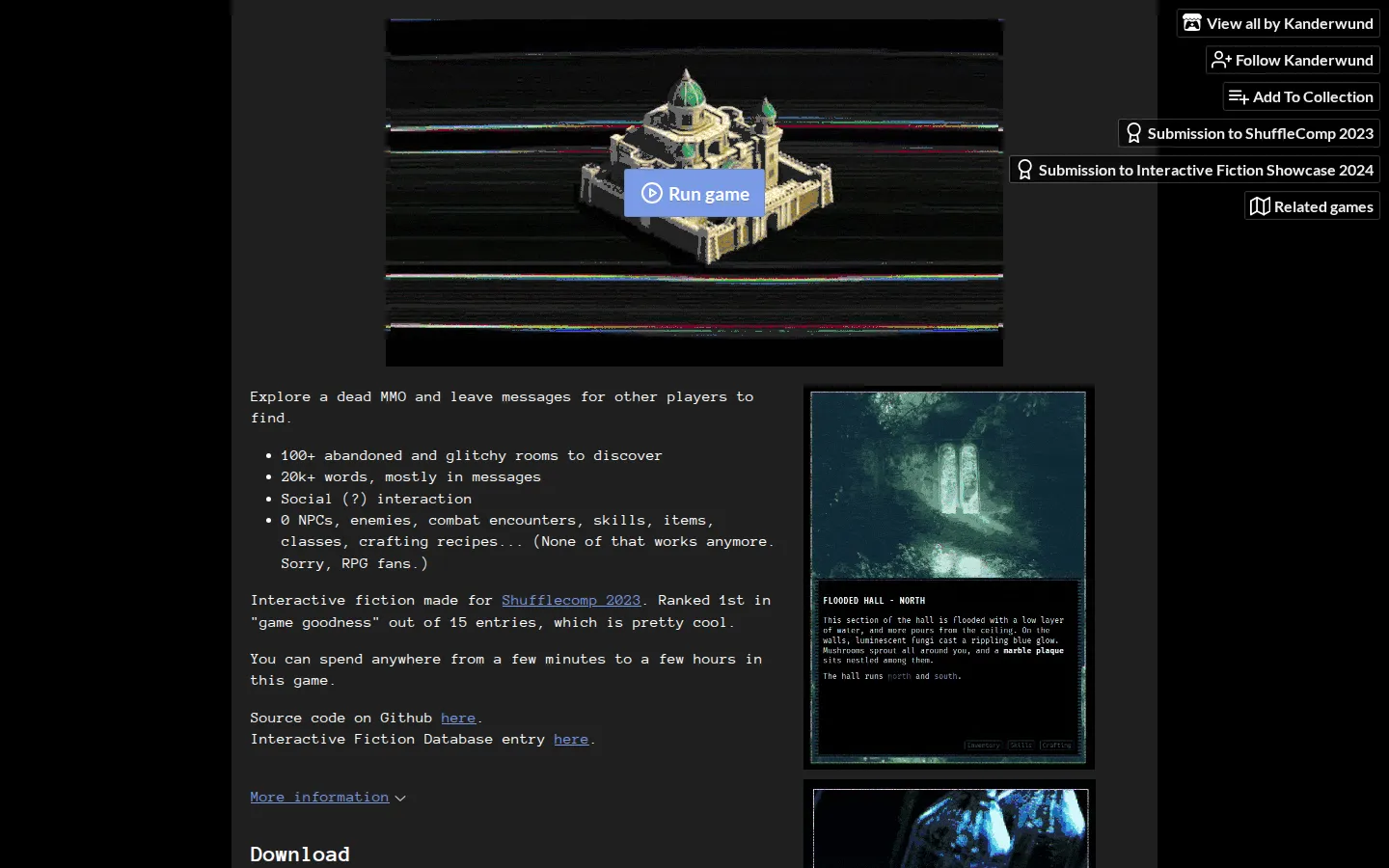Messages From the Universe Graveyard website homepage screenshot
