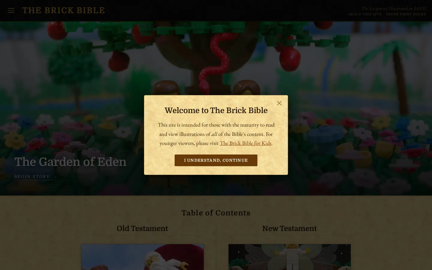 Brick Bible website homepage screenshot