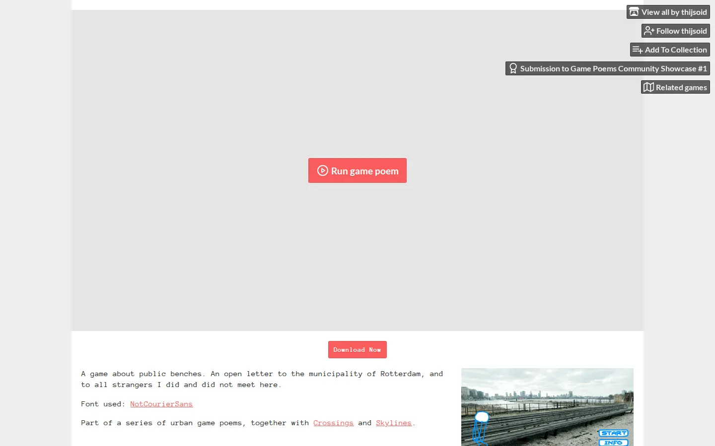 Benches website homepage screenshot