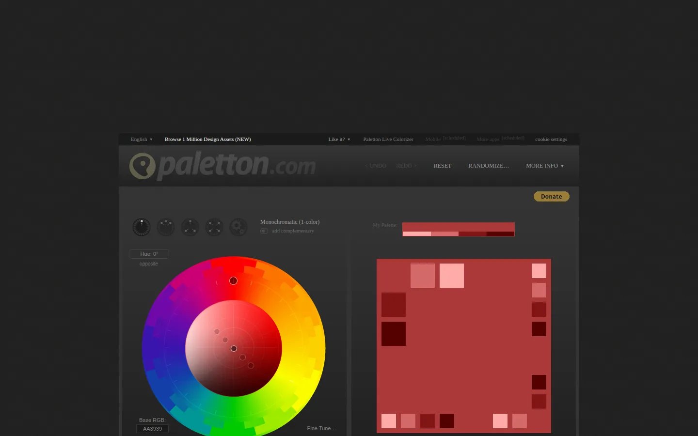 Paletton website homepage screenshot