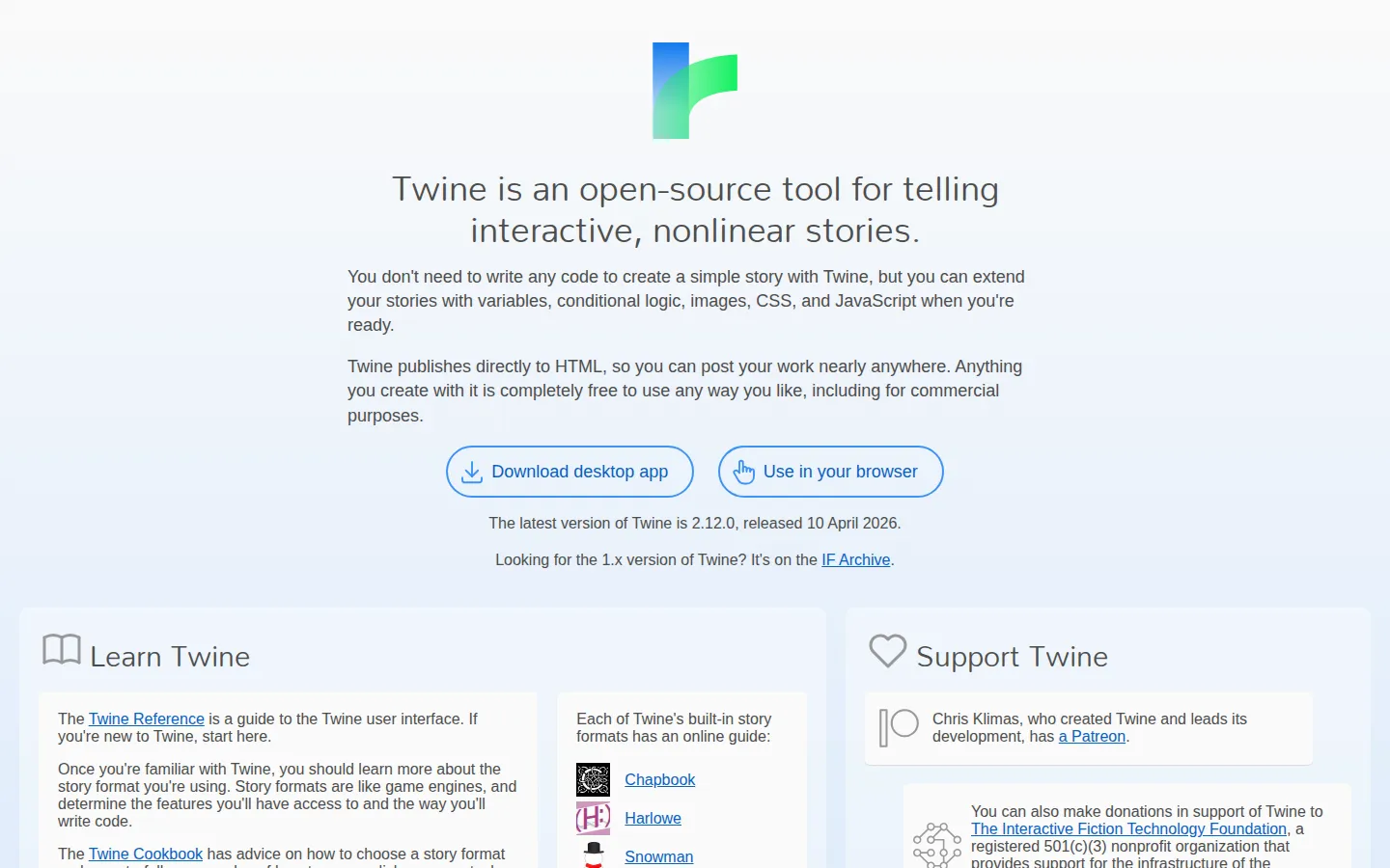 Twine website homepage screenshot