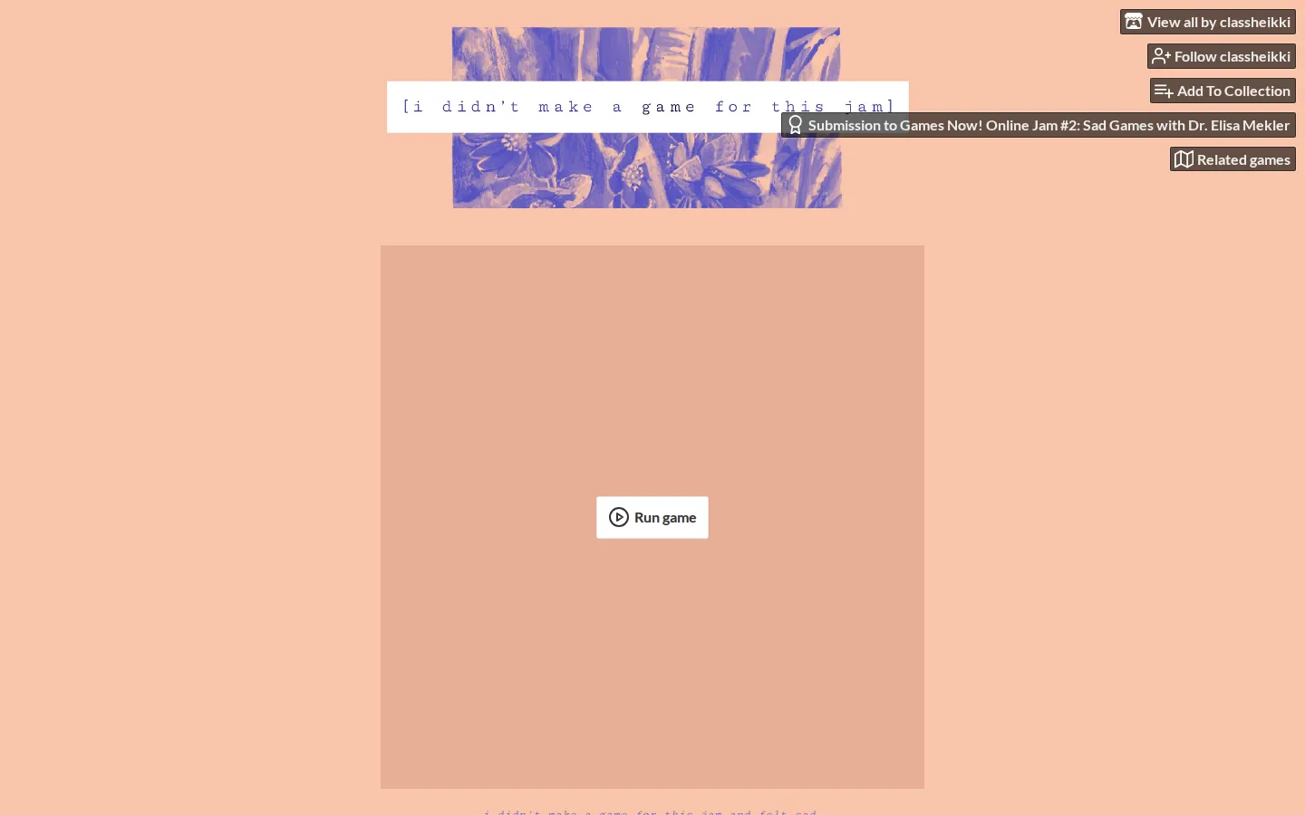 i didn't make a game for this jam website homepage screenshot