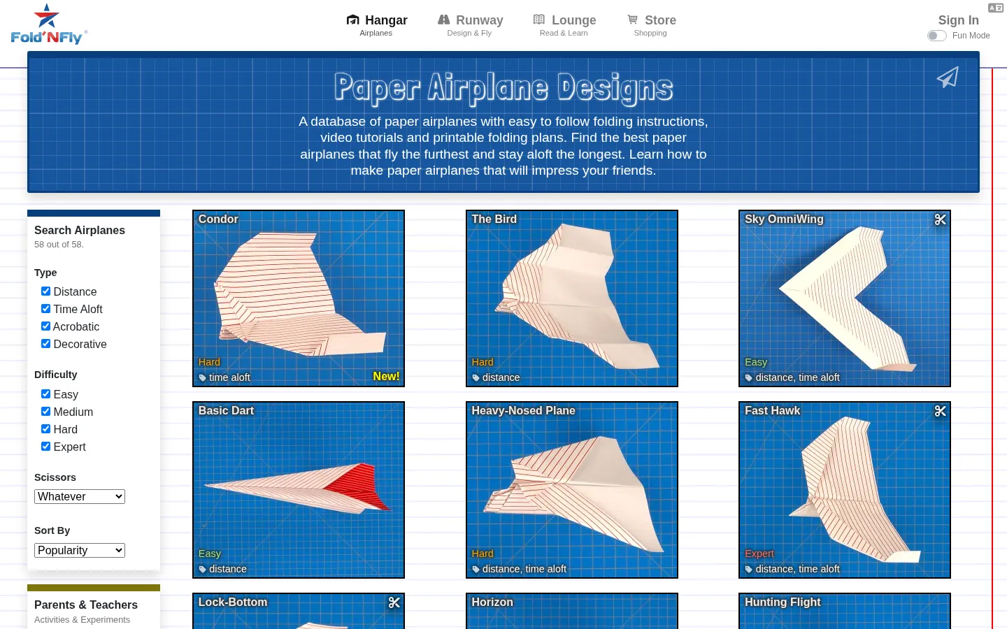 Fold 'N Fly website homepage screenshot