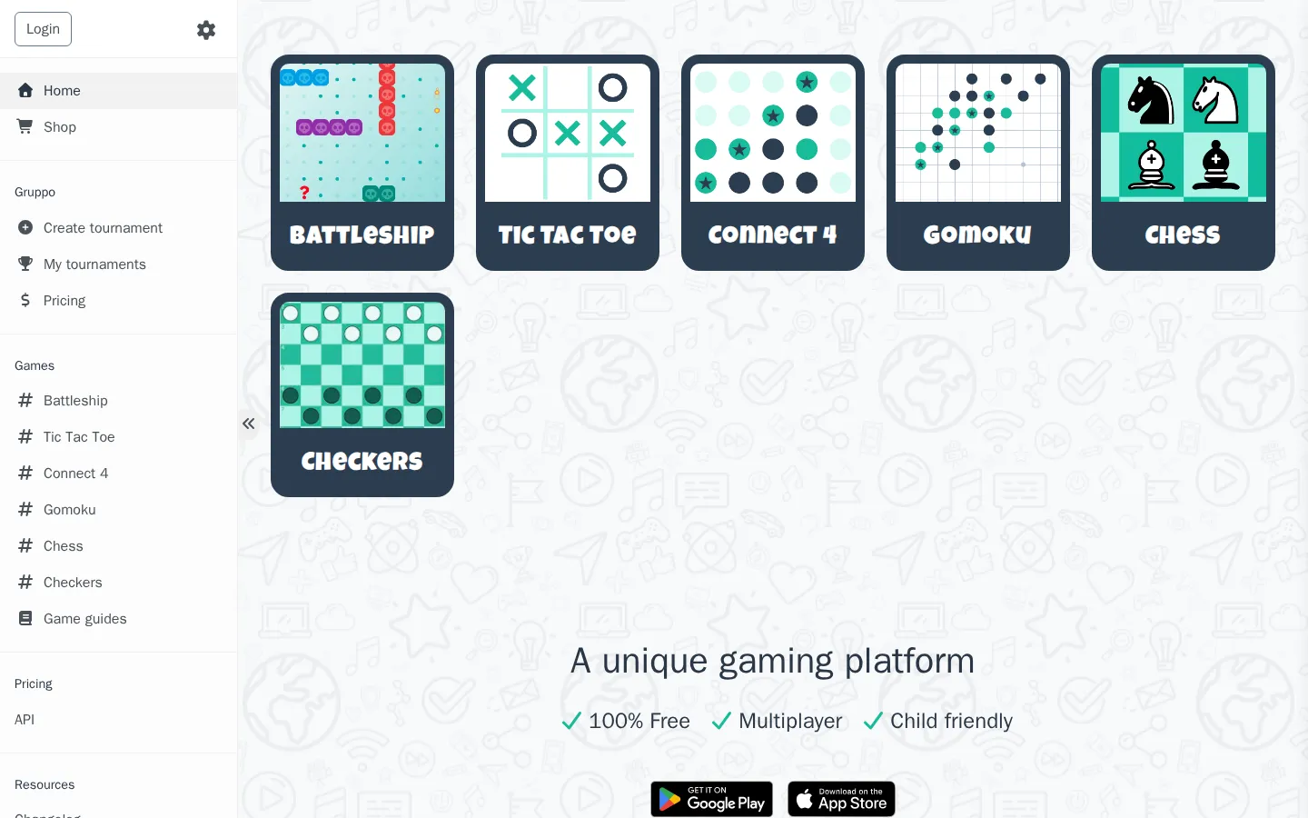 PaperGames website homepage screenshot