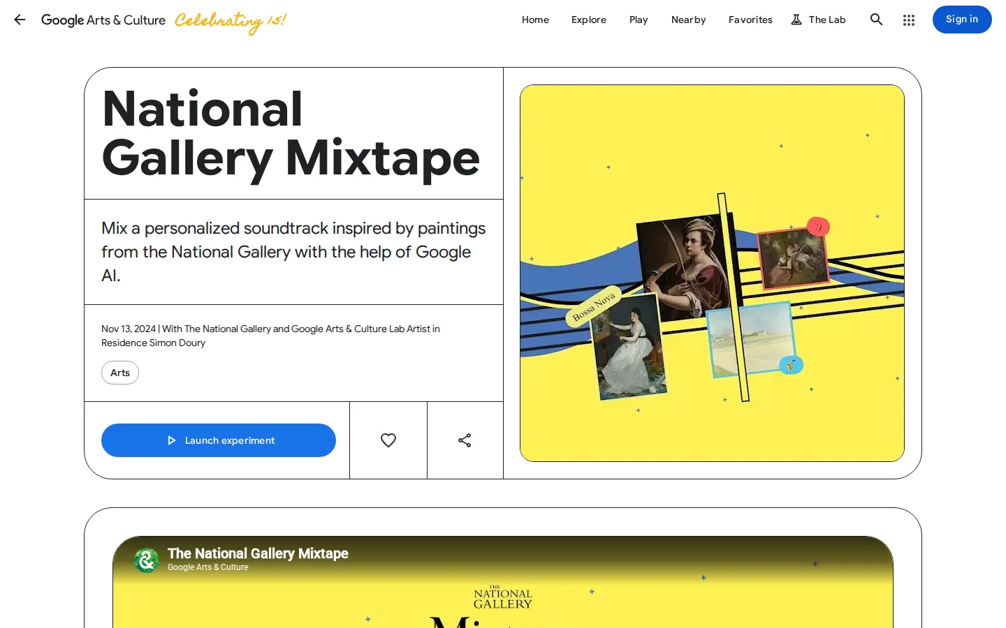National Gallery Mixtape website homepage screenshot