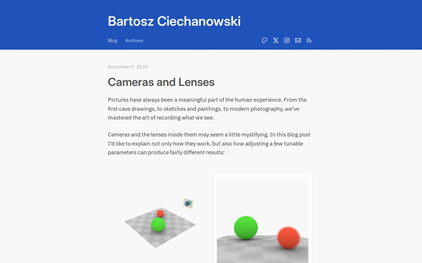 Cameras and Lenses website homepage screenshot