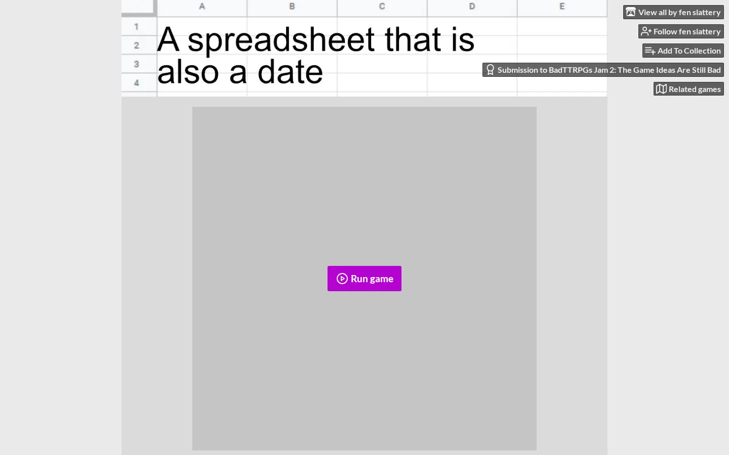A spreadsheet that is also a date website homepage screenshot