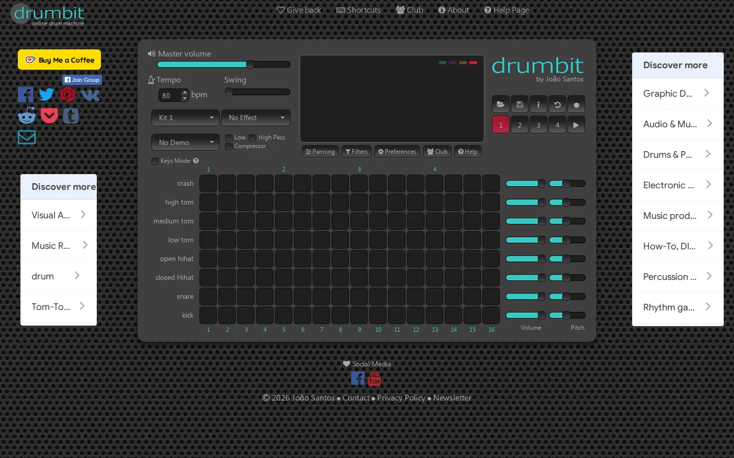 drumbit website homepage screenshot