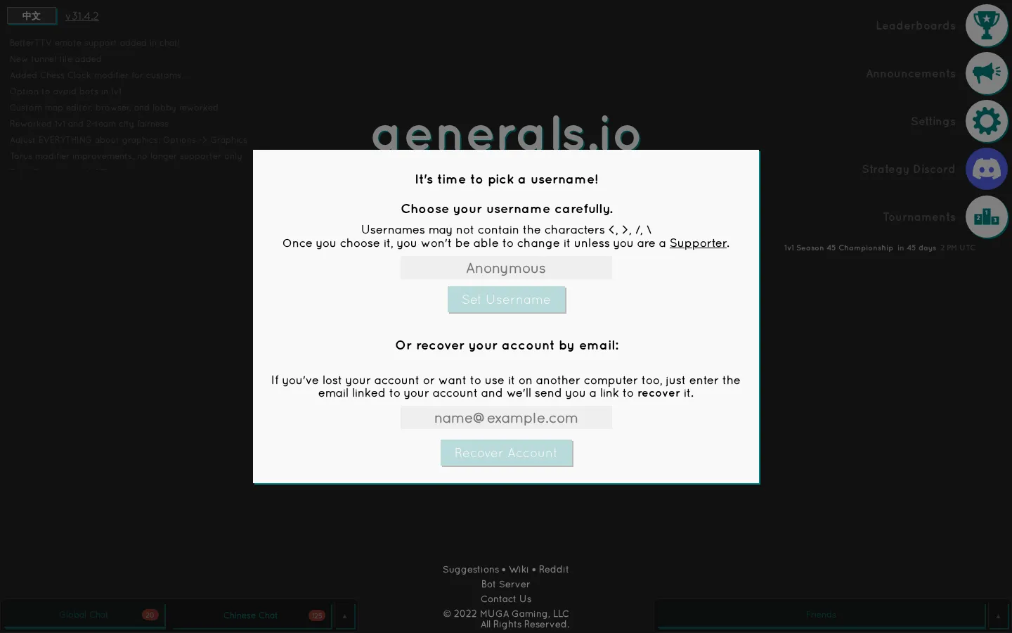 Generals.io website homepage screenshot