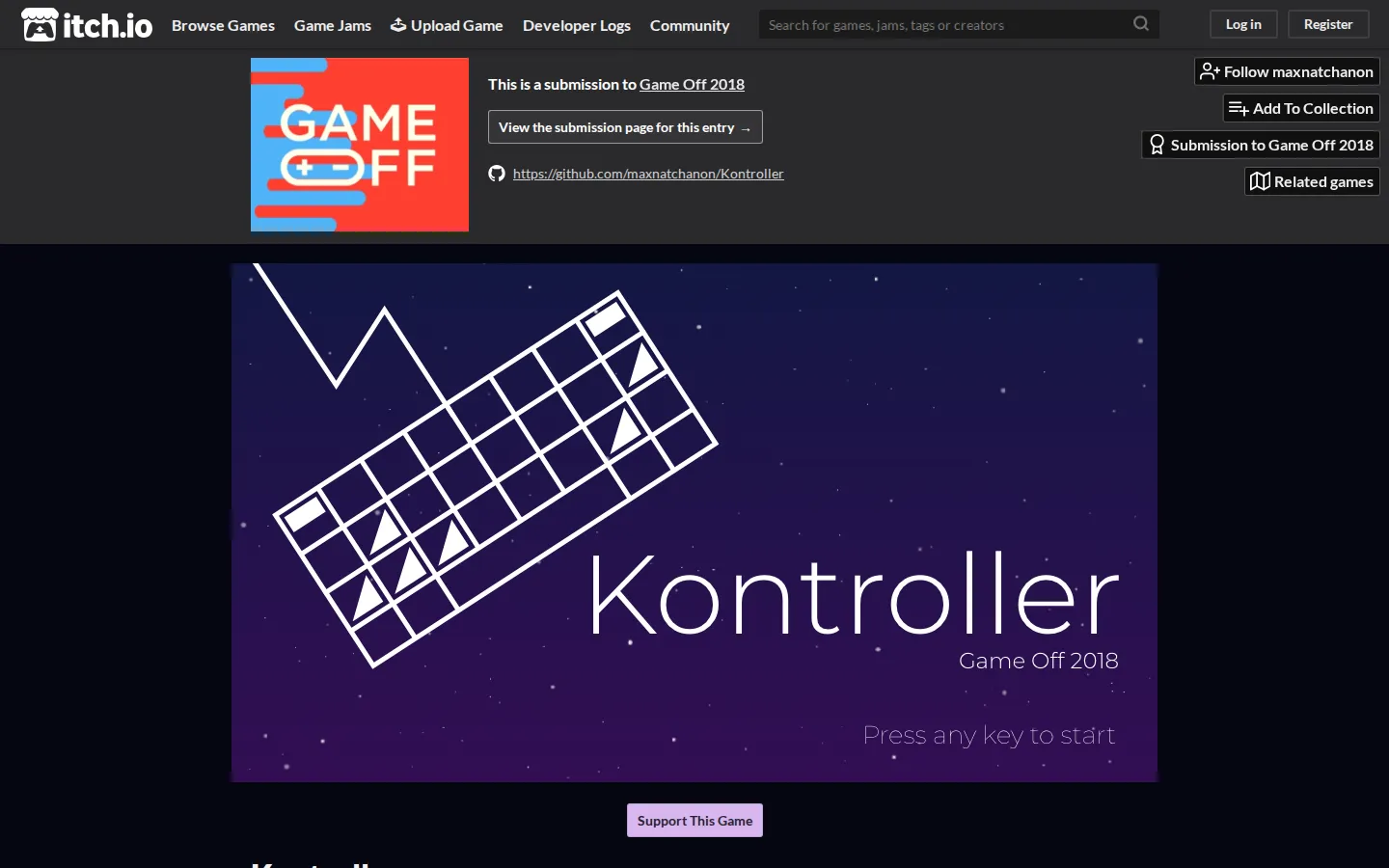 Kontroller website homepage screenshot