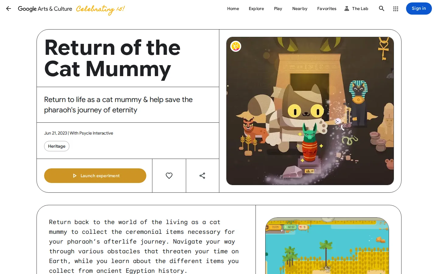 Return of the Cat Mummy website homepage screenshot