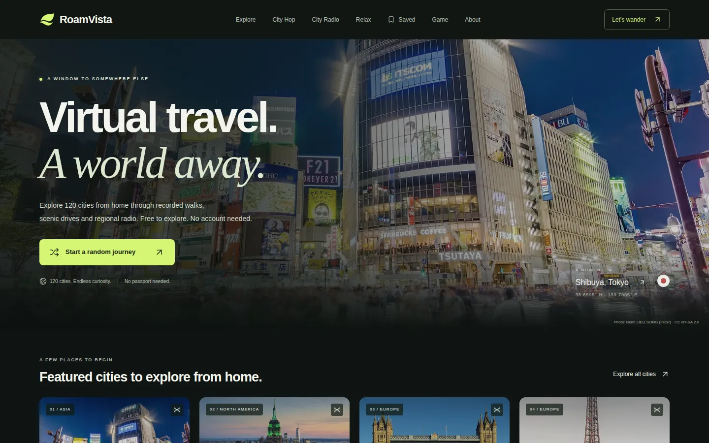 roamvista.city website homepage screenshot