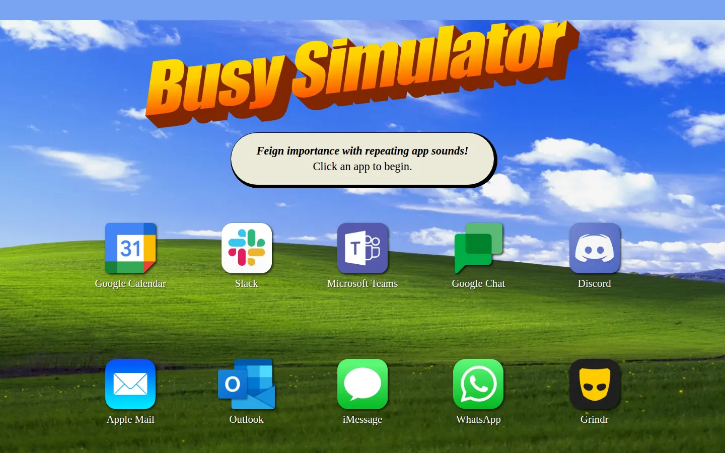 Busy Simulator website homepage screenshot