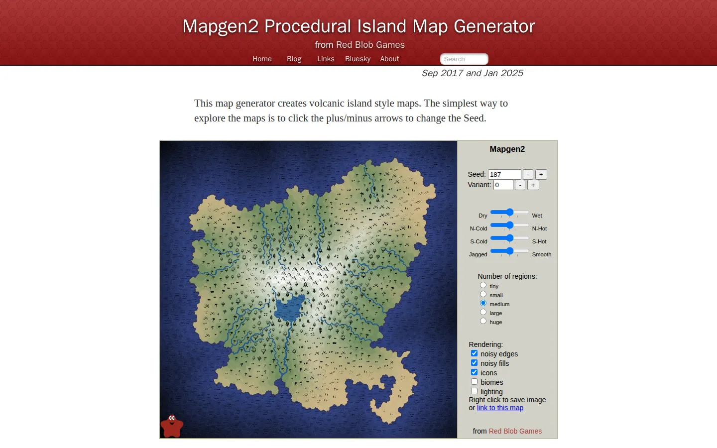 Mapgen2 website homepage screenshot