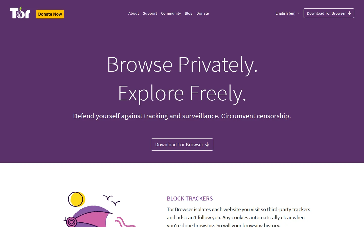 Tor Project website homepage screenshot