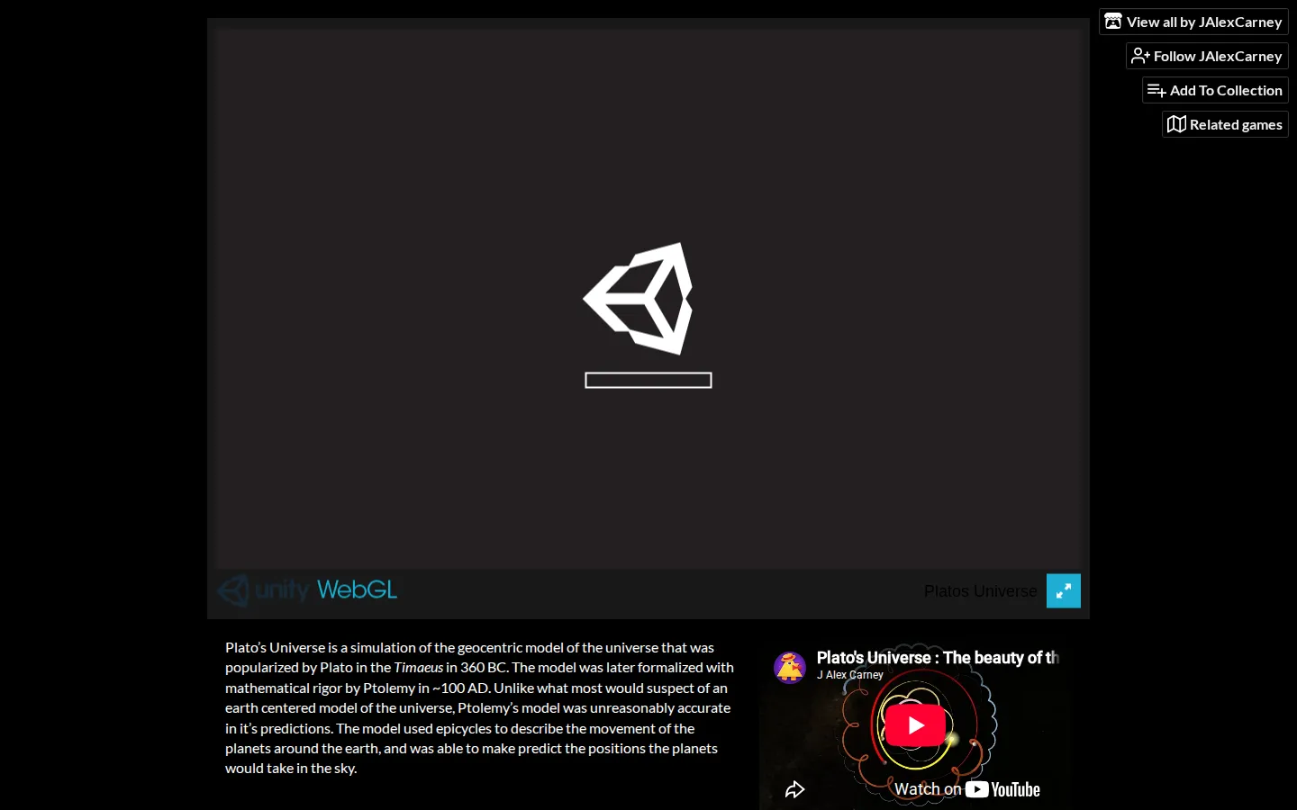 Plato's Universe website homepage screenshot