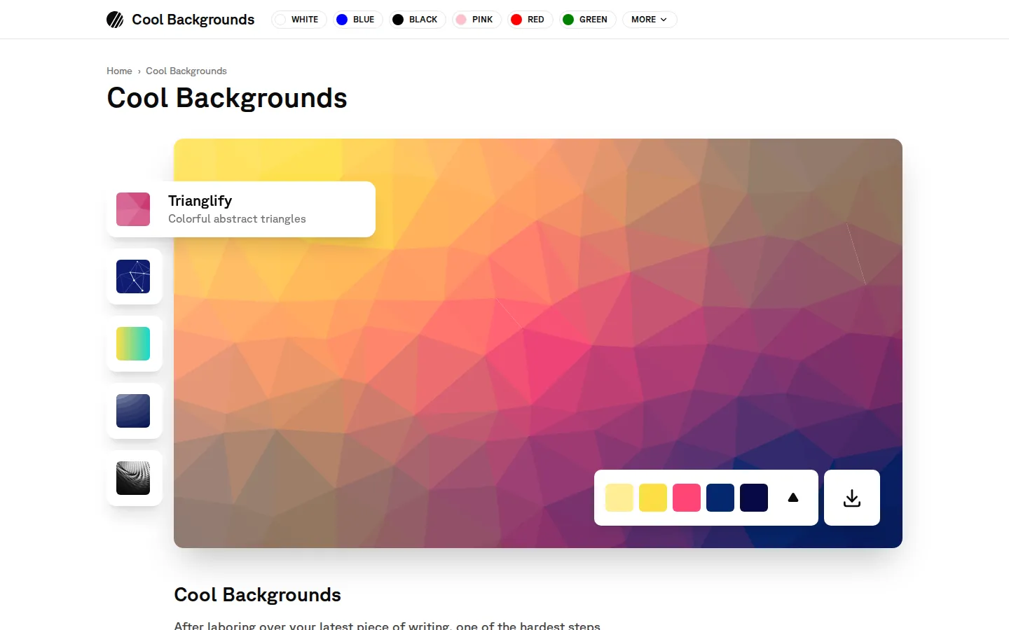 Cool Backgrounds website homepage screenshot