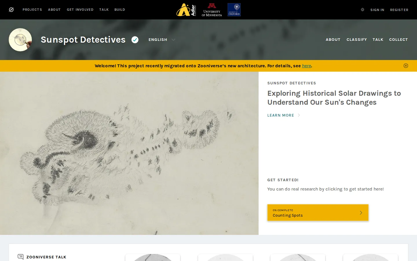 Sunspot Detectives website homepage screenshot