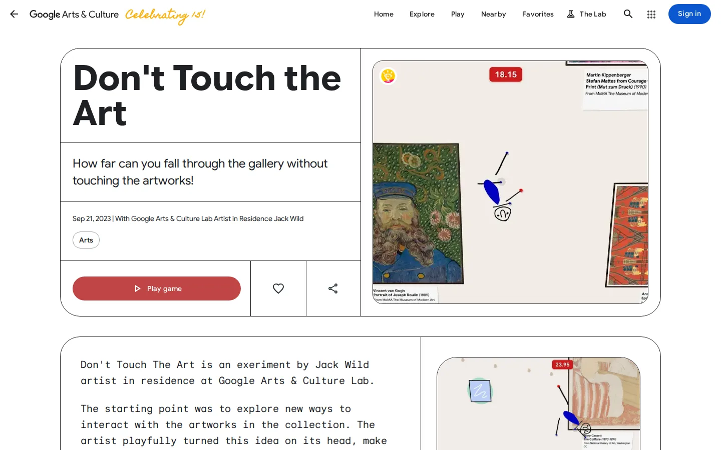 Don't Touch the Art website homepage screenshot