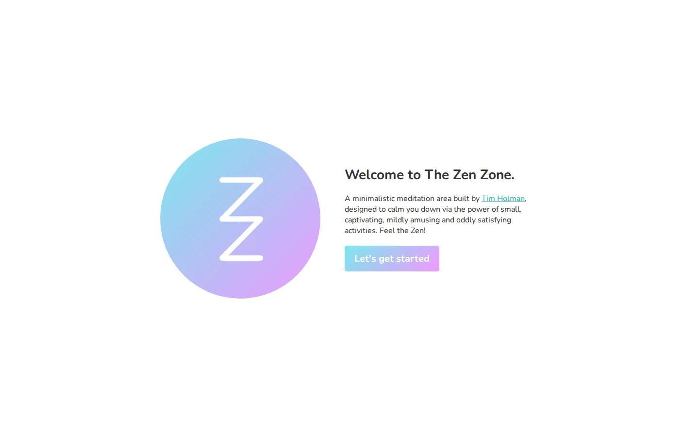 The Zen Zone website homepage screenshot