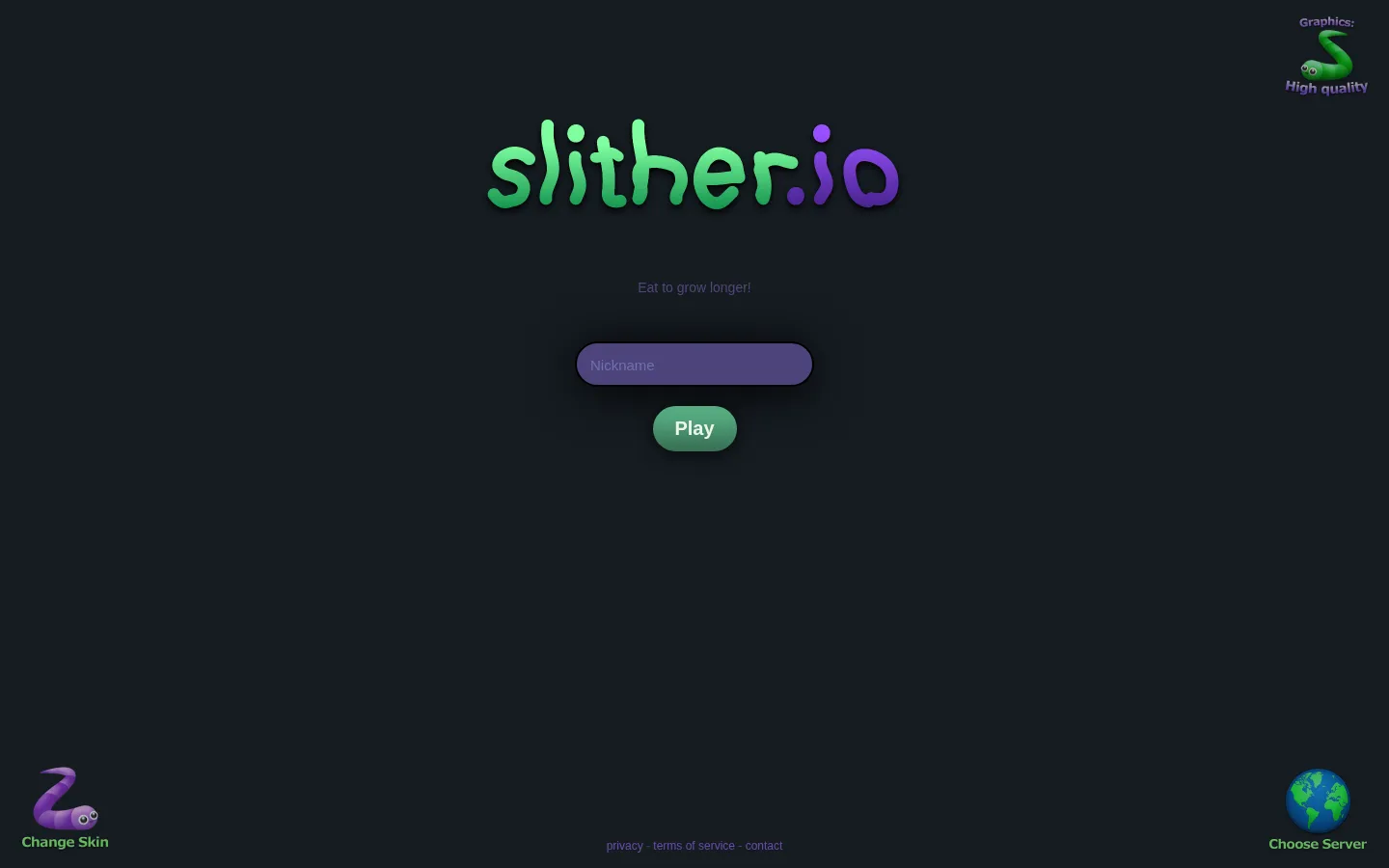 Slither.io website homepage screenshot