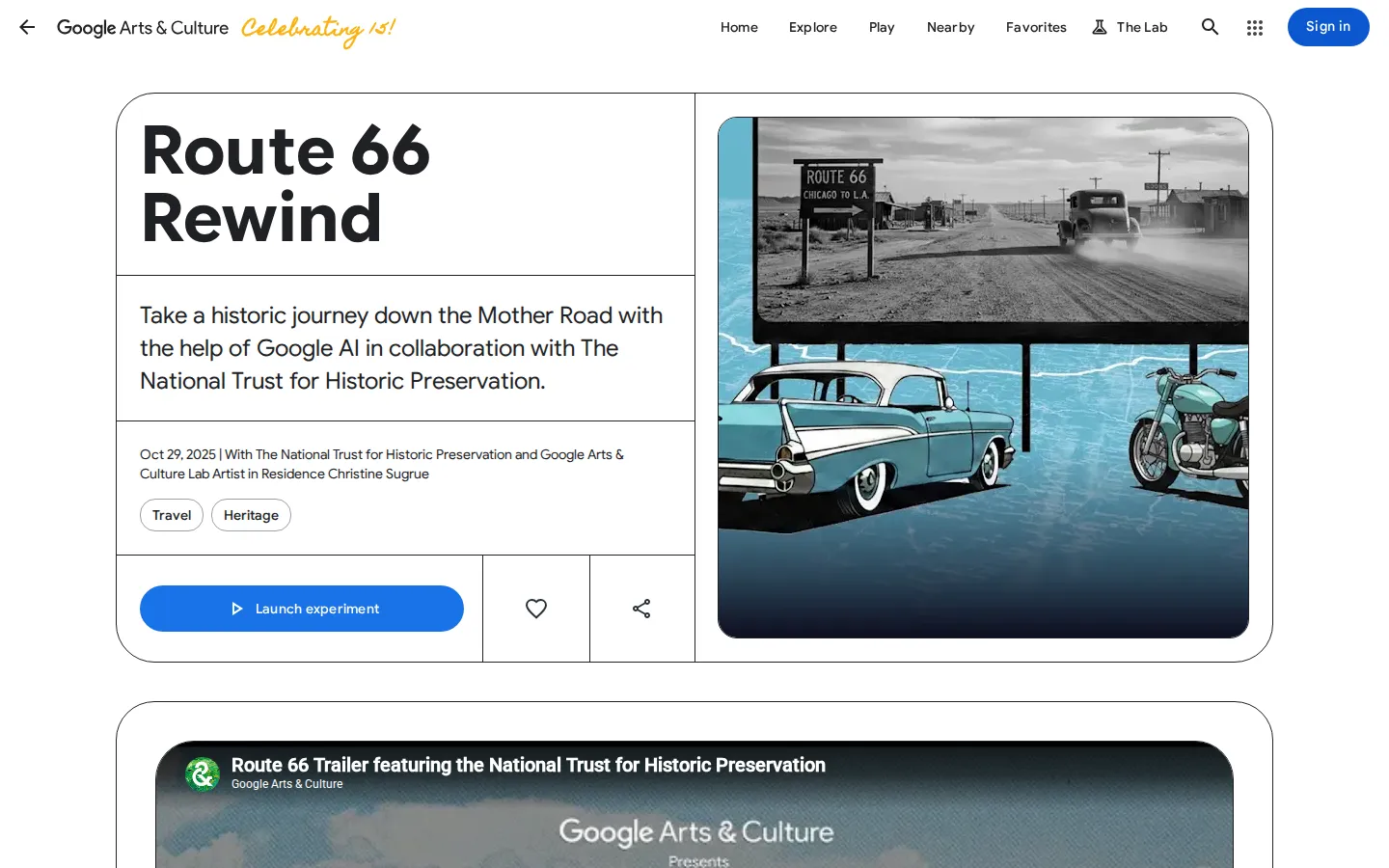 Route 66 Rewind website homepage screenshot