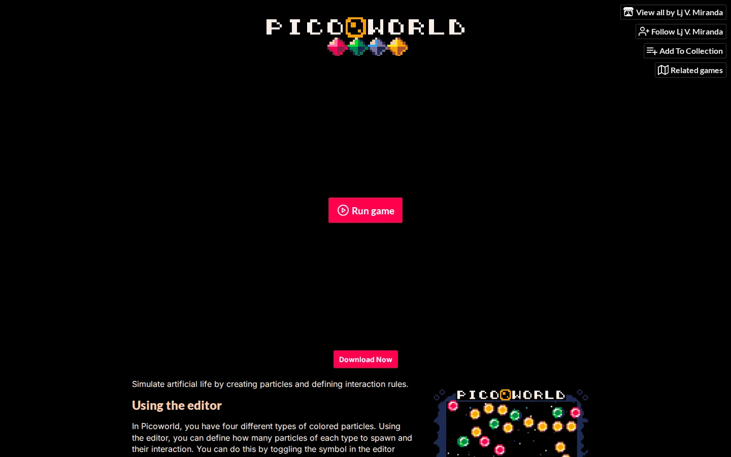 Picoworld website homepage screenshot