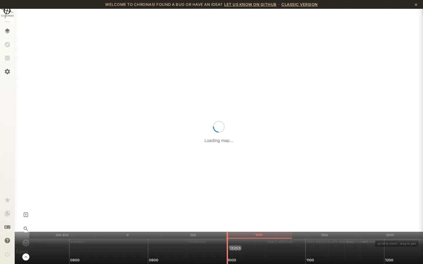 Chronas website homepage screenshot