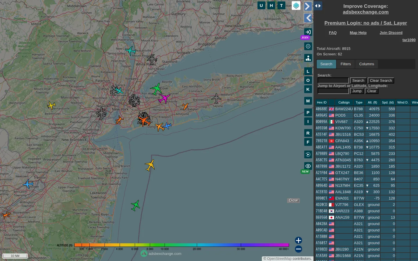 ADS-B Exchange Globe website homepage screenshot