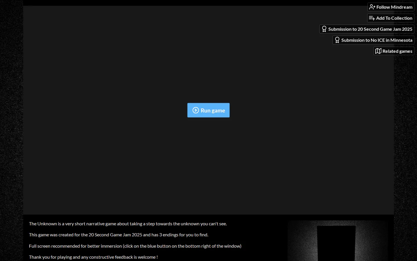 The Unknown website homepage screenshot