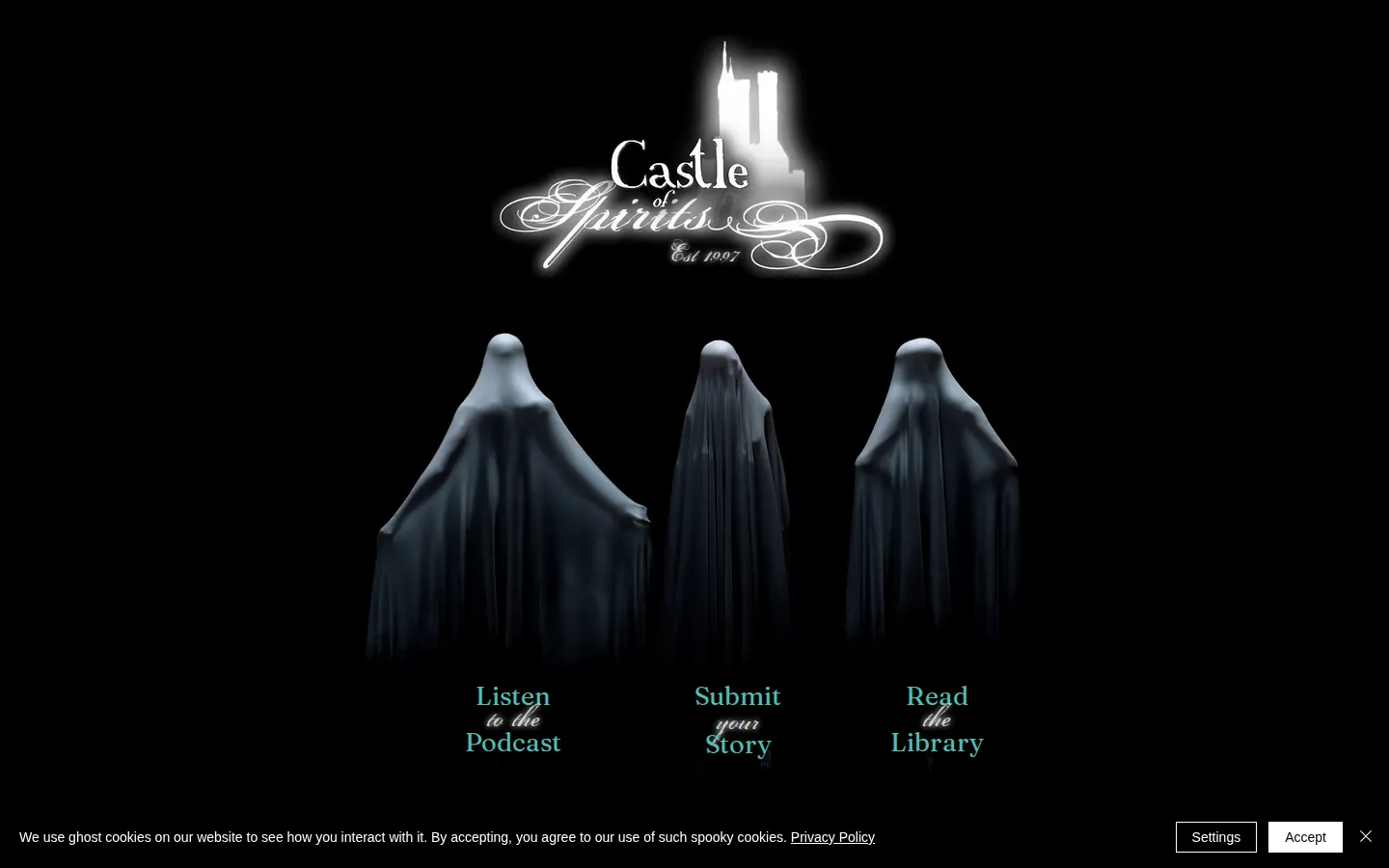 Castle of Spirits website homepage screenshot